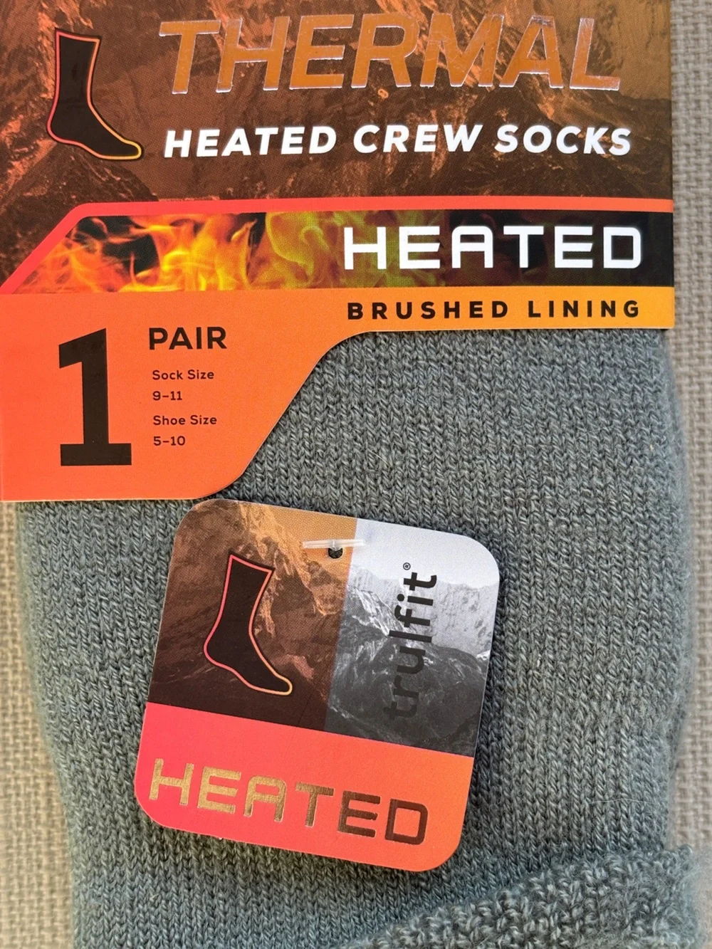 Trufit Xtreme Thermal Heated Crew Socks - Grey
